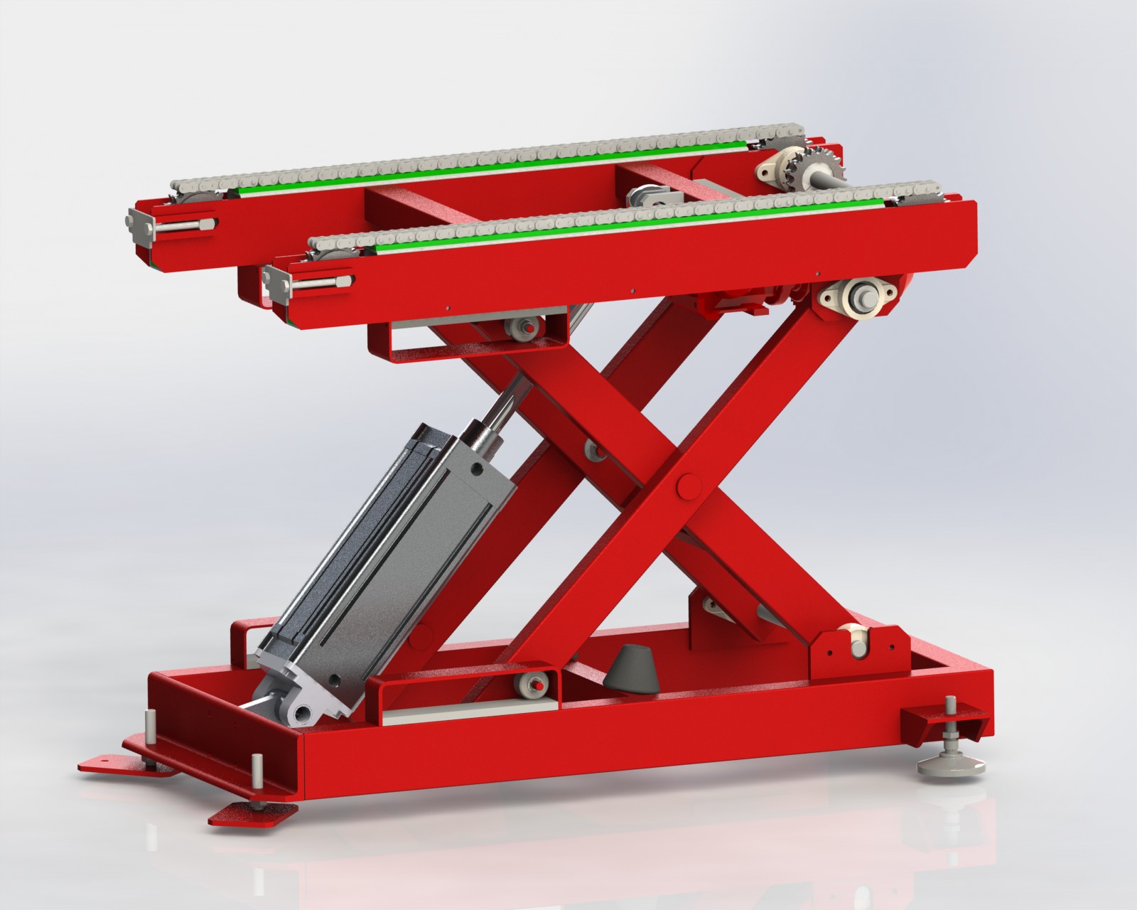 气缸升降链式输送机 3D图纸 机械设备设计素材3D模型文件